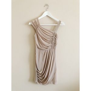 Silence + Noise Nude Drape Cocktail Dress 0